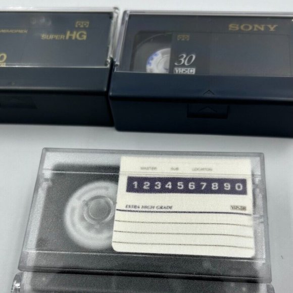Sony Memorex Super HG Compact Video Cassette Tape 30 VHSC Bundle of 3 - Picture 2 of 4
